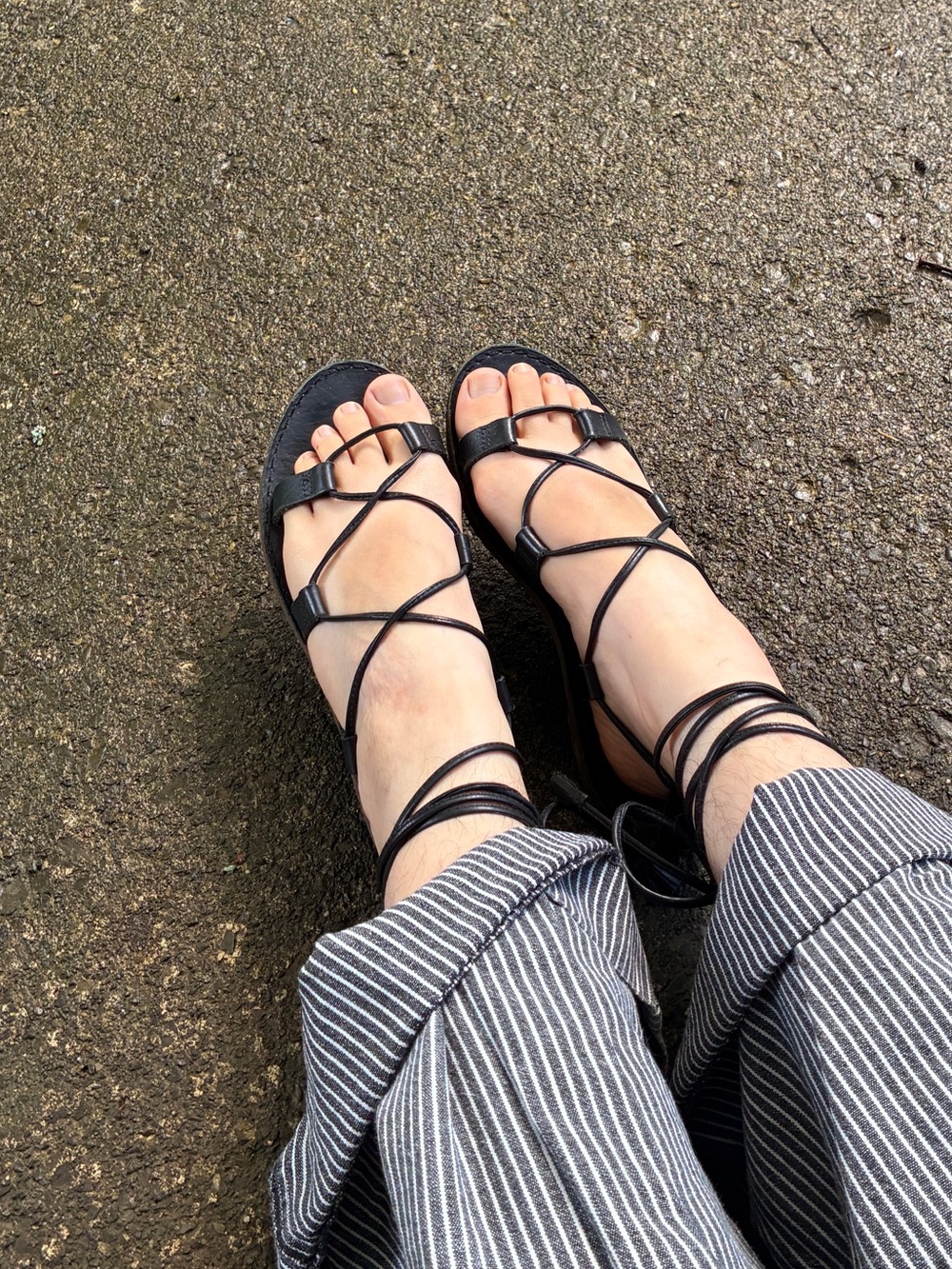 Madewell genuine leather lace up sandals, size 7